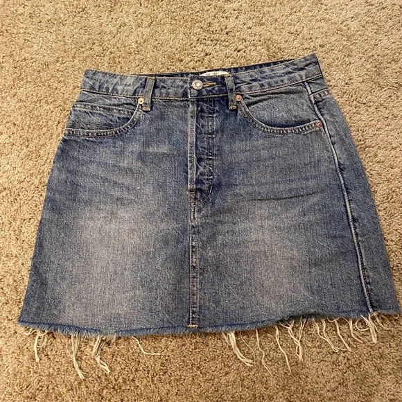 We The Free Medium Wash Distressed Denim Skirt- Size 26 - Picture 1 of 4